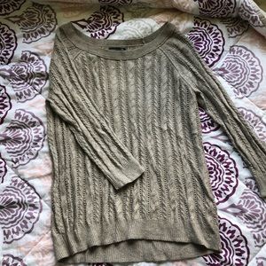 American Eagle Grey/Brown/Natural Knit Sweater.